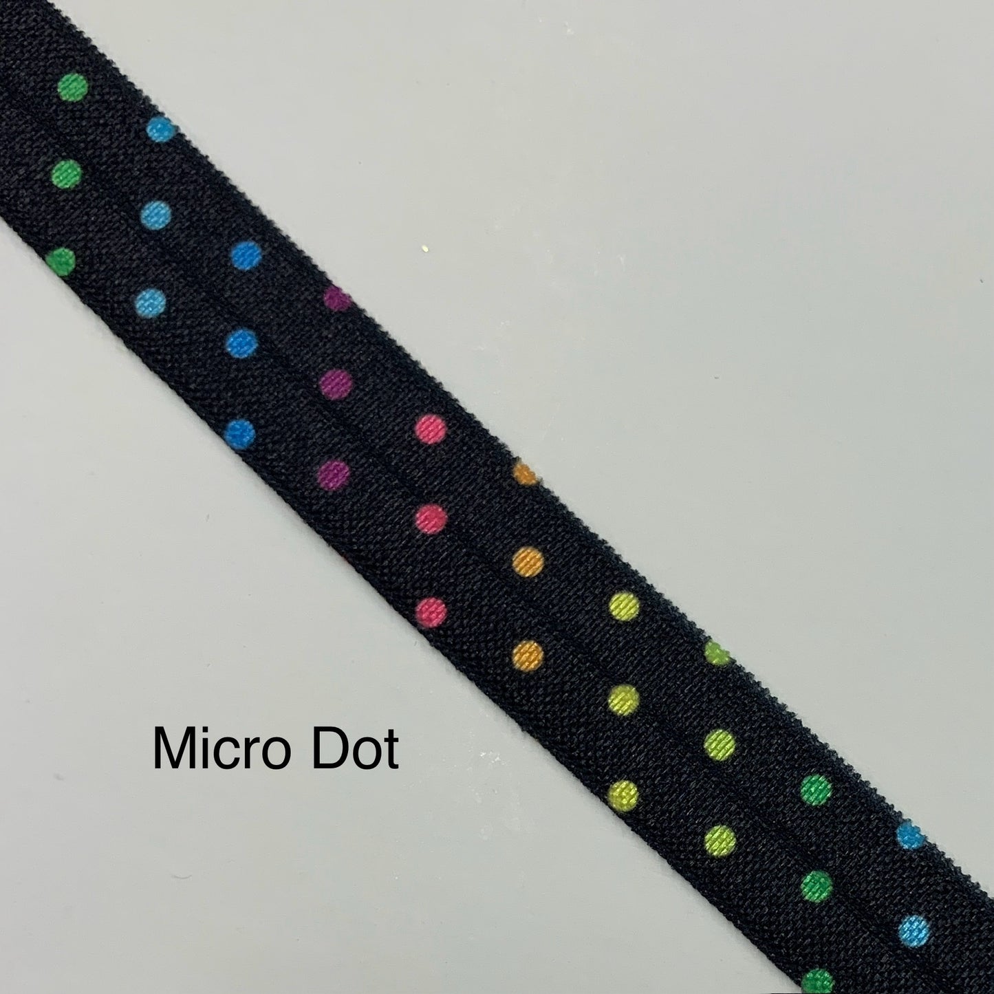 NEW Fold Over Elastic - Bright on Black (2 metre lengths)