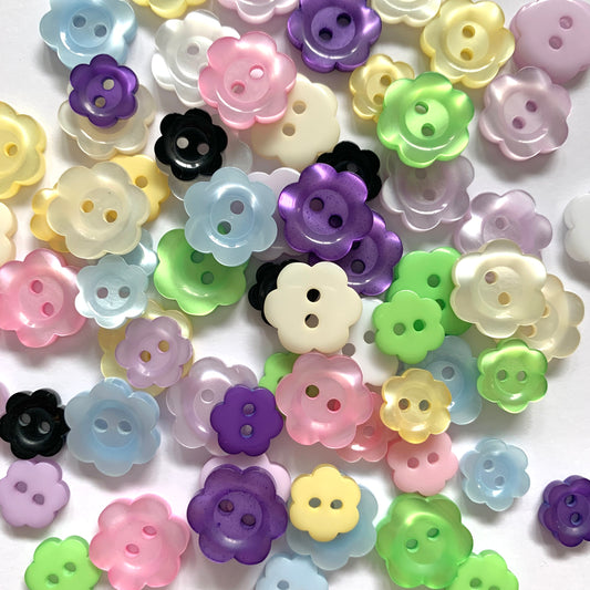11mm Pearlescent Flower Buttons | EN71, REACH & Annex II Compliant