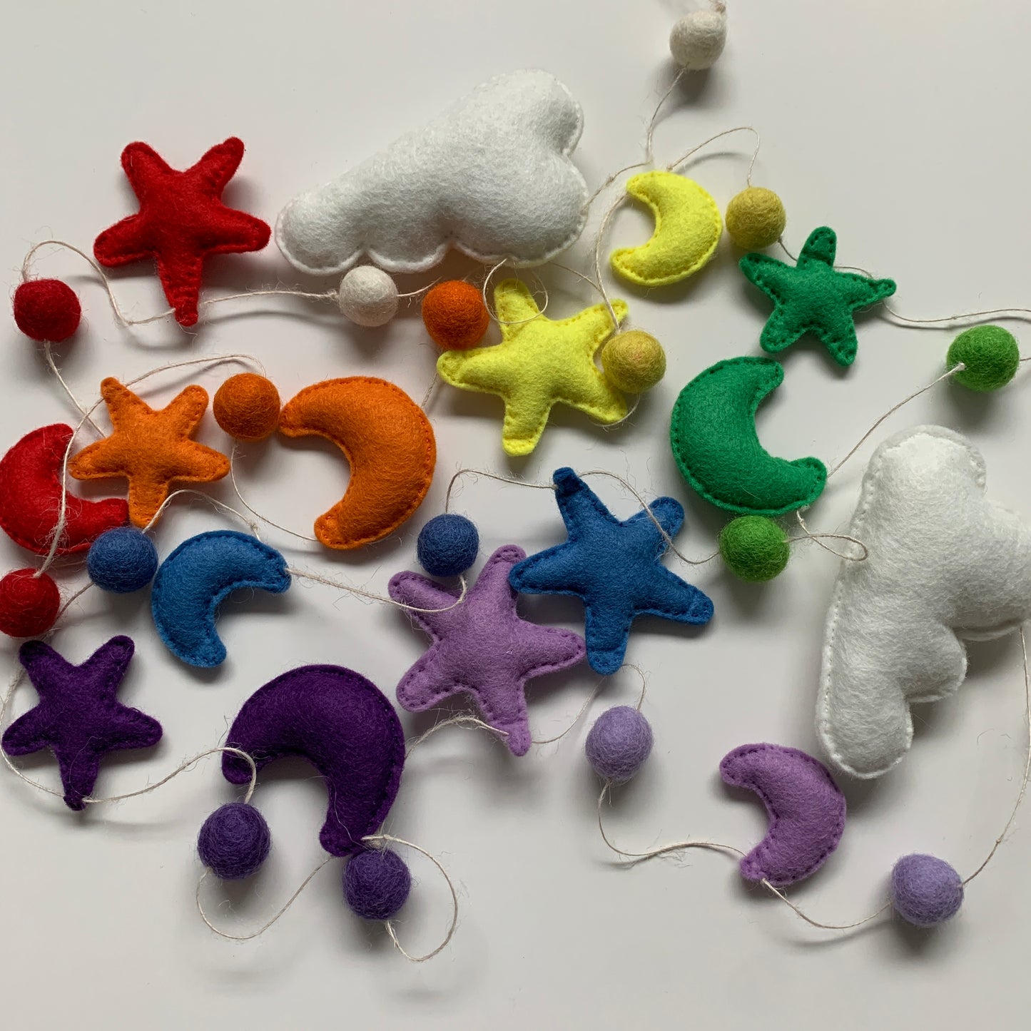 Stars and Moon Pre-Cut Felt shapes - Rainbow