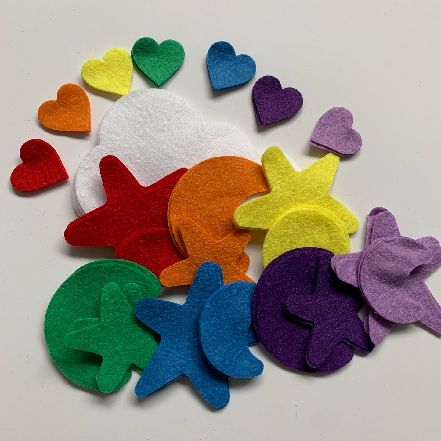 Stars and Moon Pre-Cut Felt shapes - Rainbow
