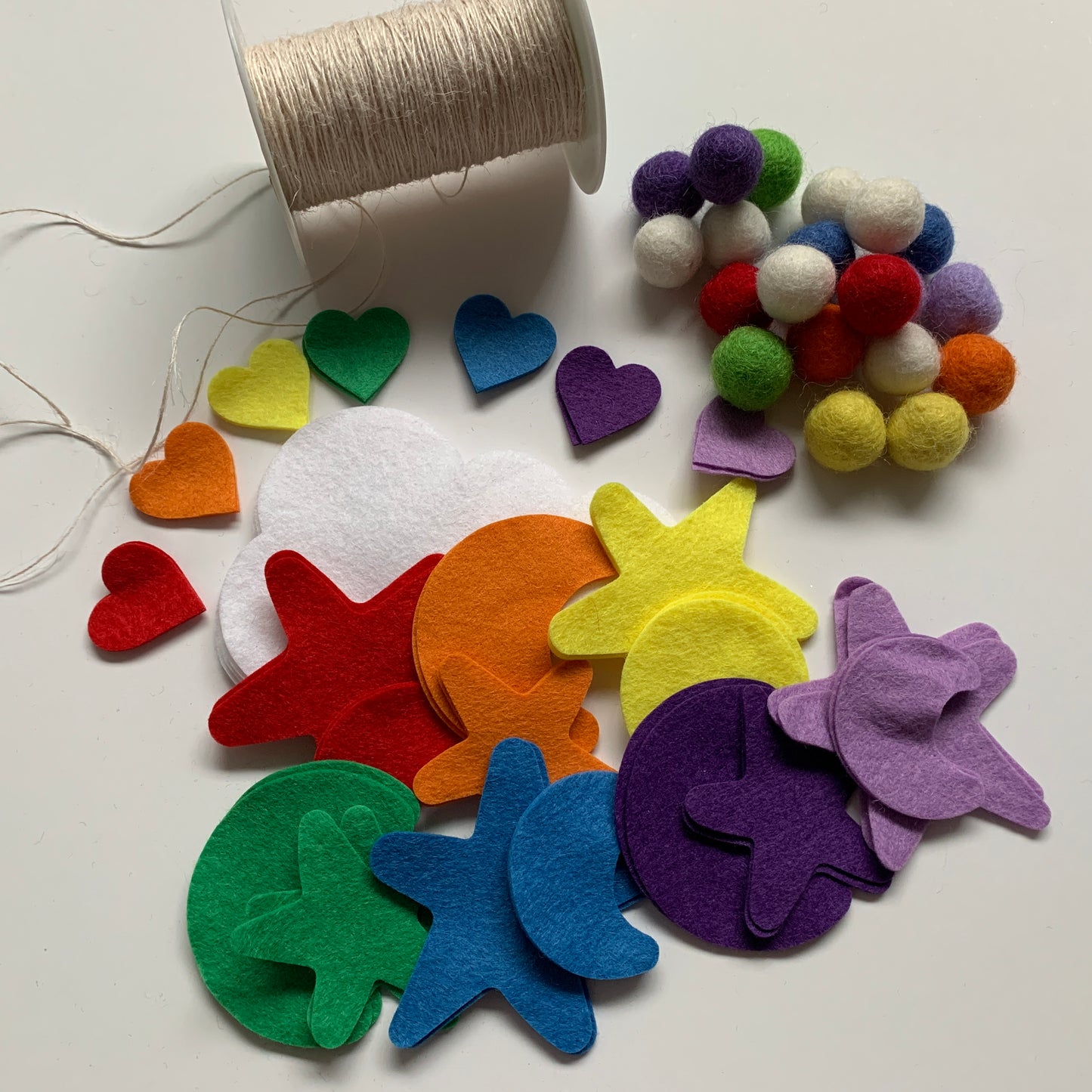 Stars and Moon Pre-Cut Felt shapes - Rainbow