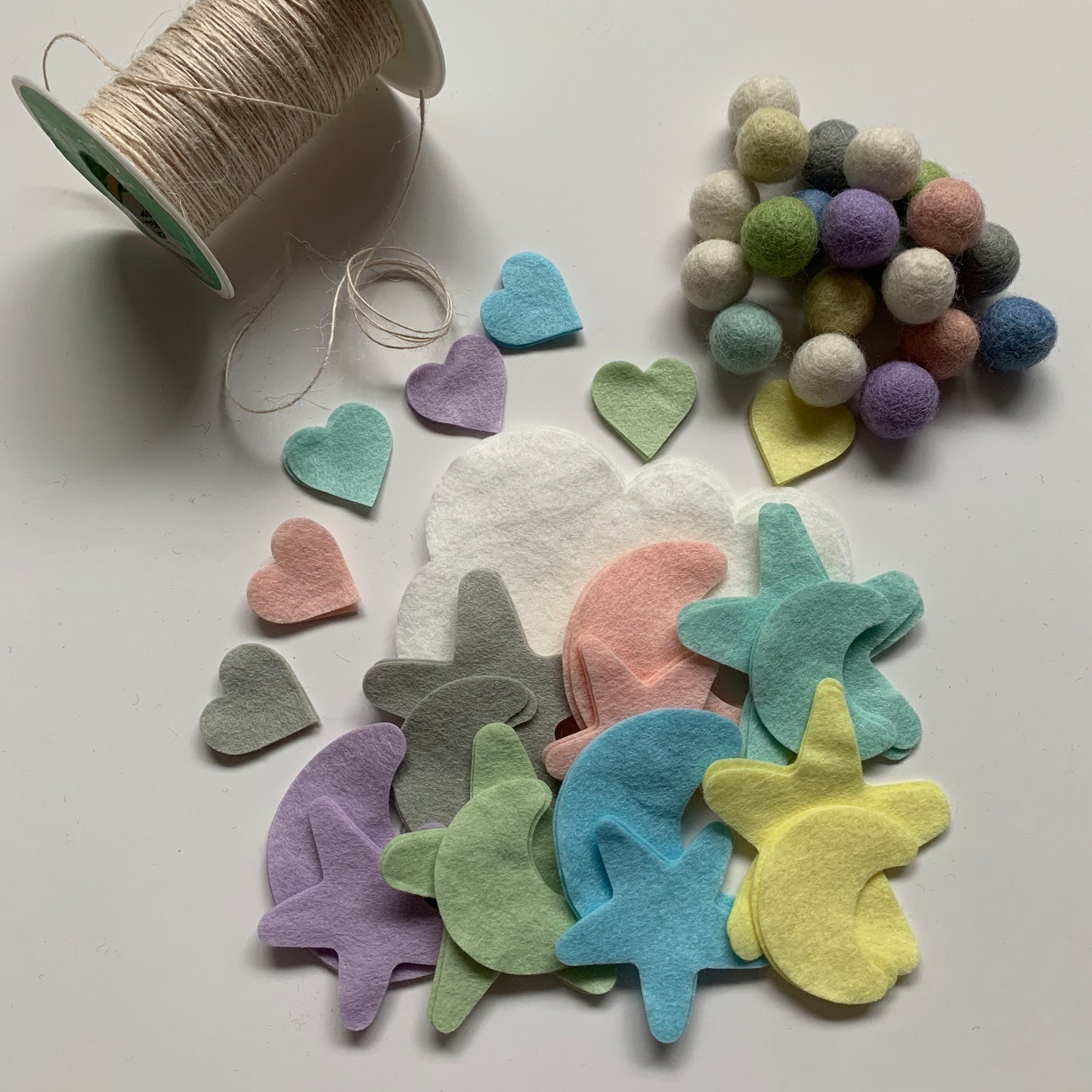 Stars and Moon Pre-Cut Felt shapes - Pastel Rainbow