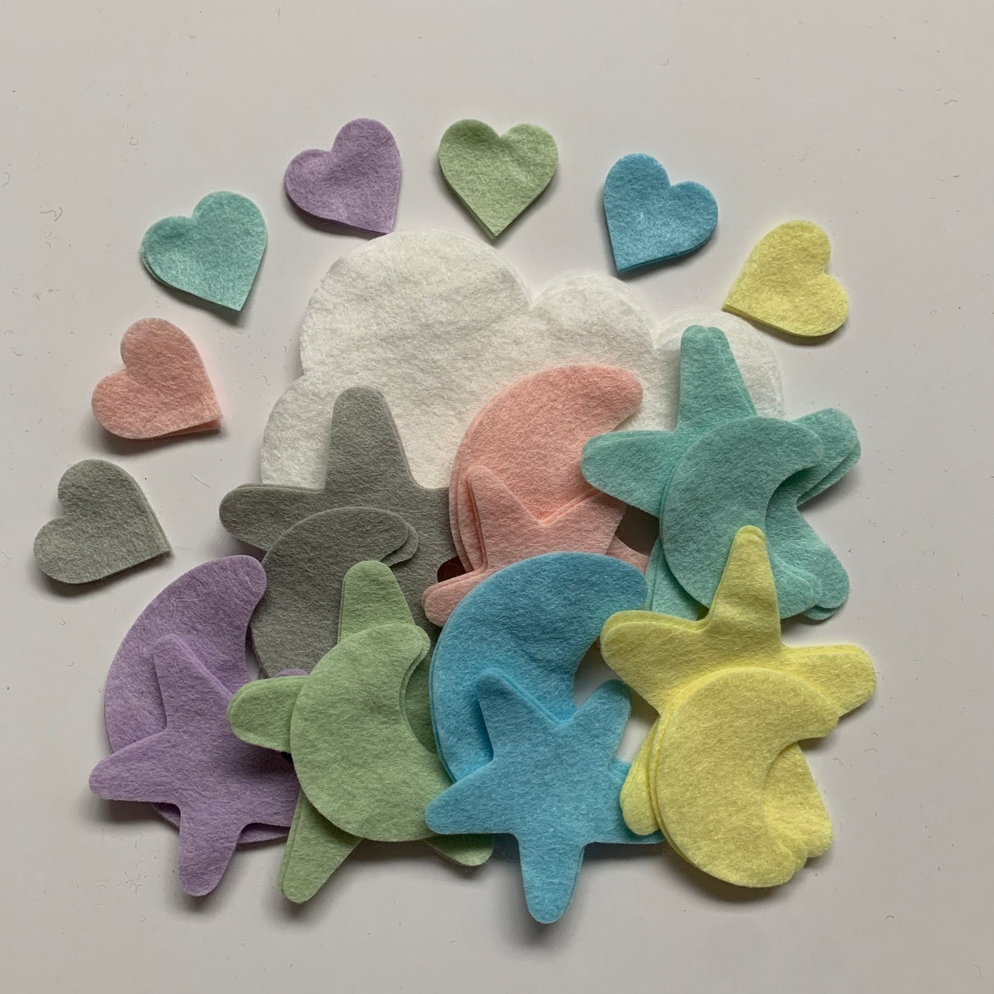 Stars and Moon Pre-Cut Felt shapes - Pastel Rainbow