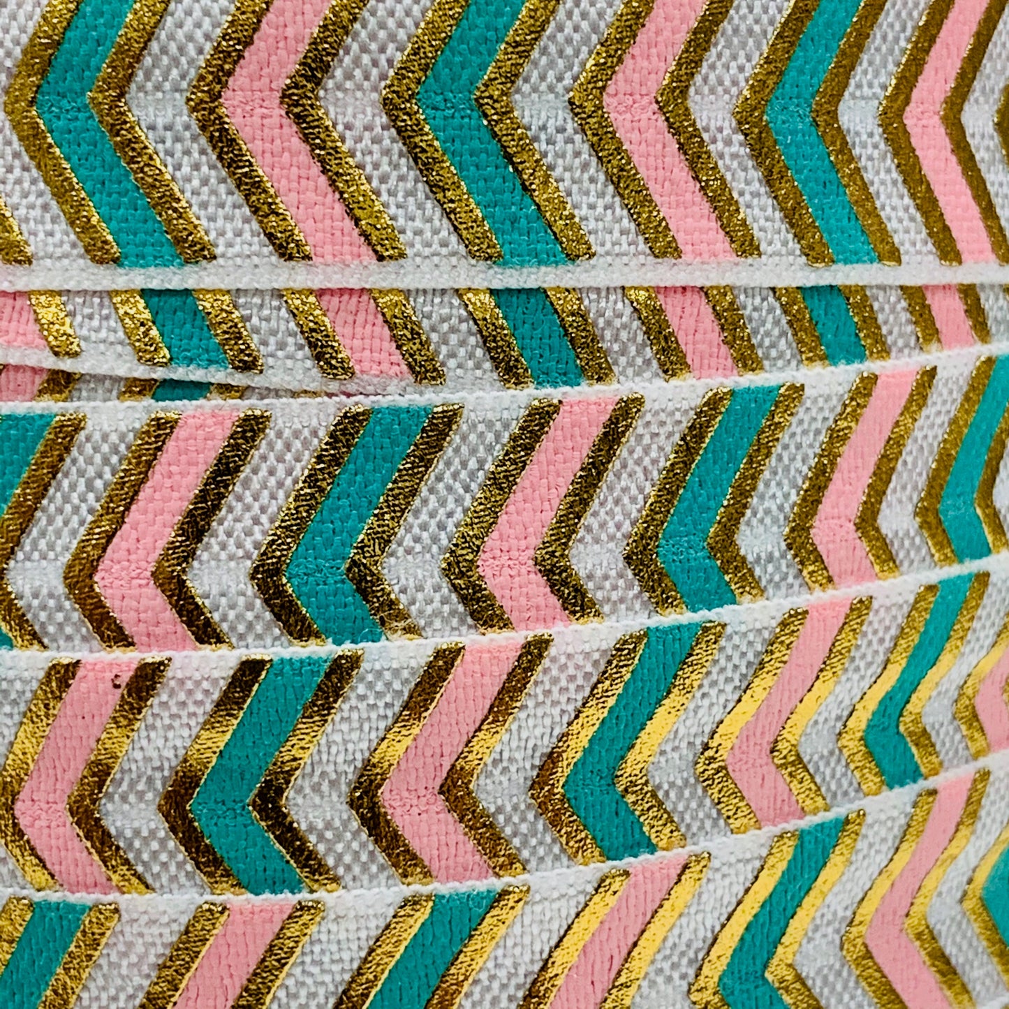 Fold Over Elastic - Large Metallic Chevron (2 metre lengths)