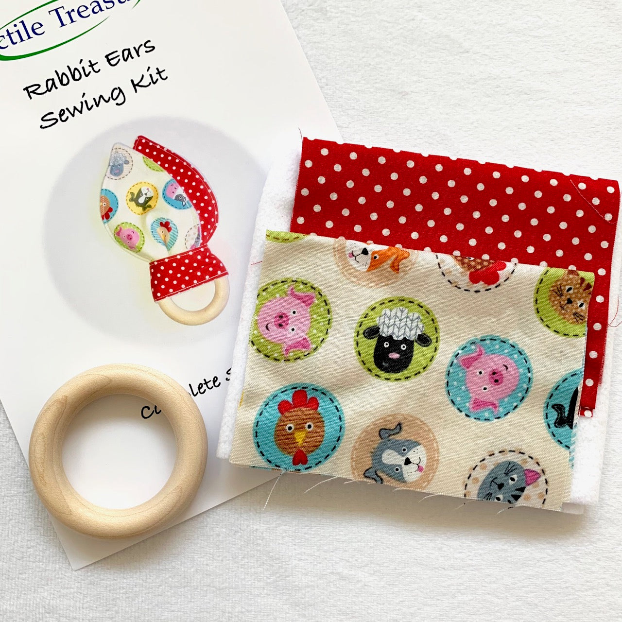 Wooden Rabbit Ears Sewing Kit