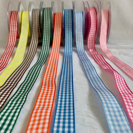 Berisfords Gingham Ribbon - 15mm EN71, REACH & Annex II Compliant