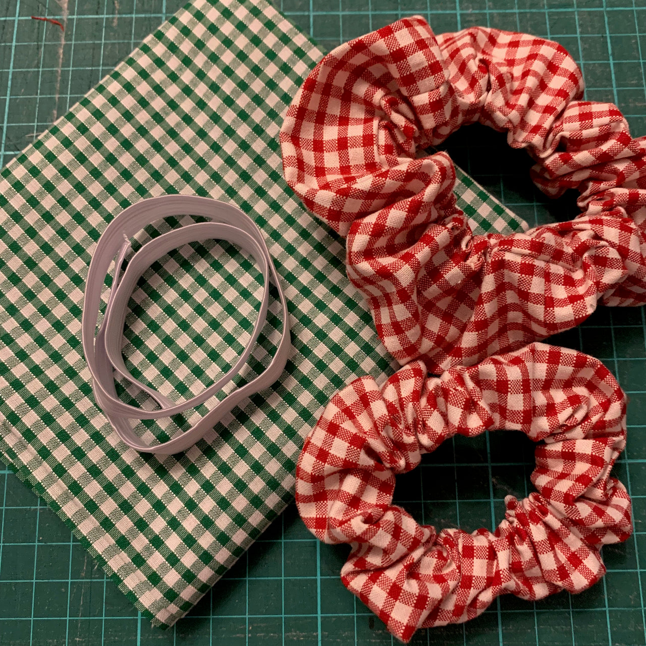 Black Gingham School Scrunchie Fabric FQ