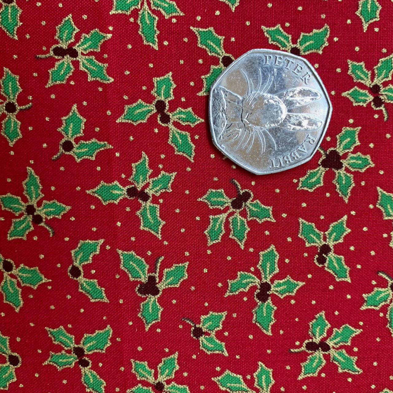 Fabric Felt - Holly on Red