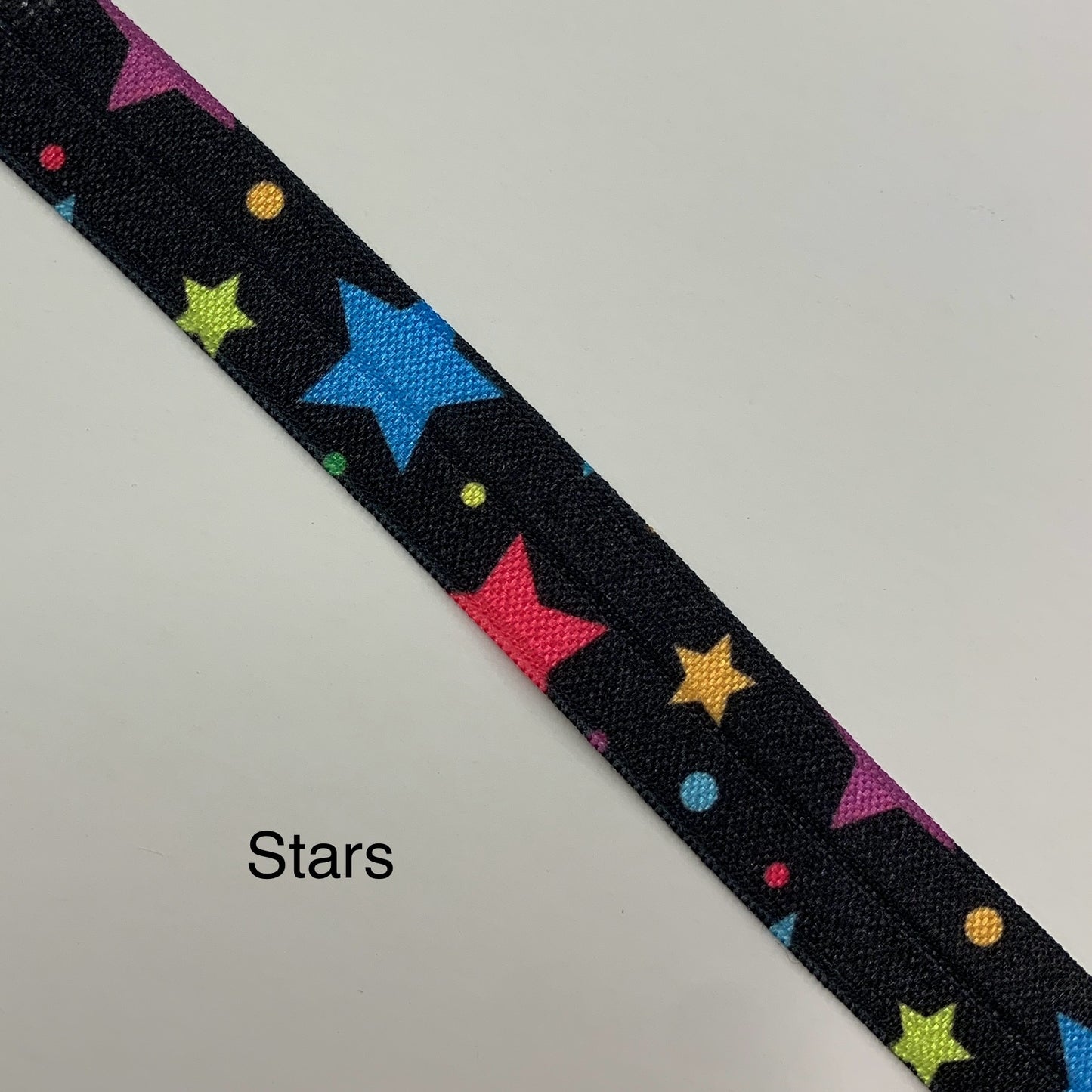 NEW Fold Over Elastic - Bright on Black (2 metre lengths)