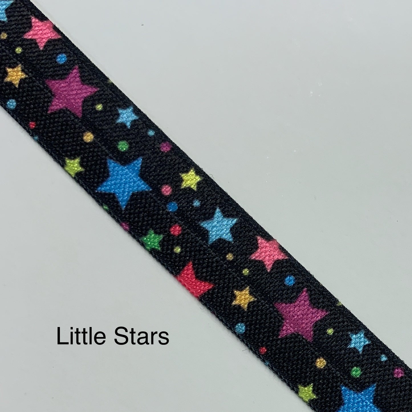 NEW Fold Over Elastic - Bright on Black (2 metre lengths)