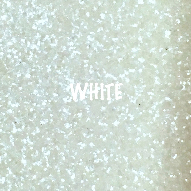 Glitz Chunky Glitter Fabric - White