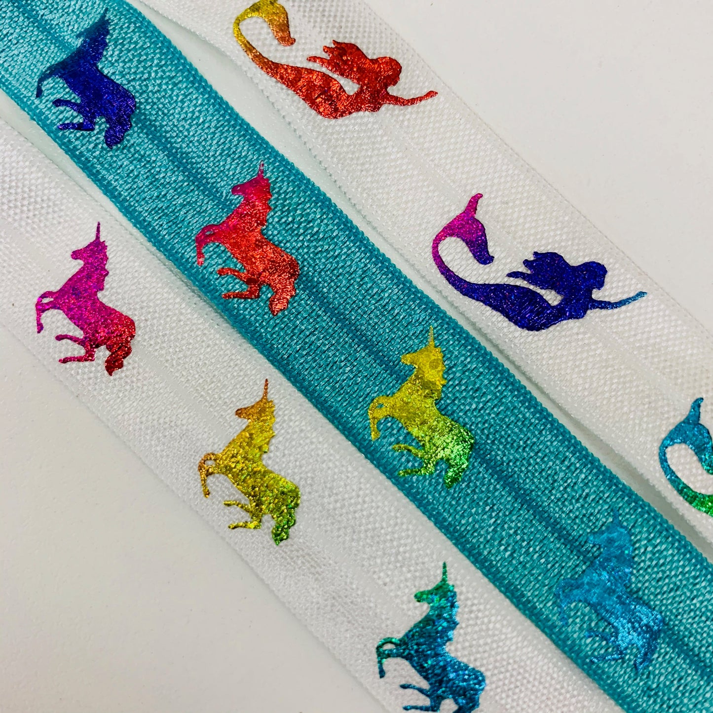 Fold Over Elastic - Unicorns and Mermaids (2 metre lengths)