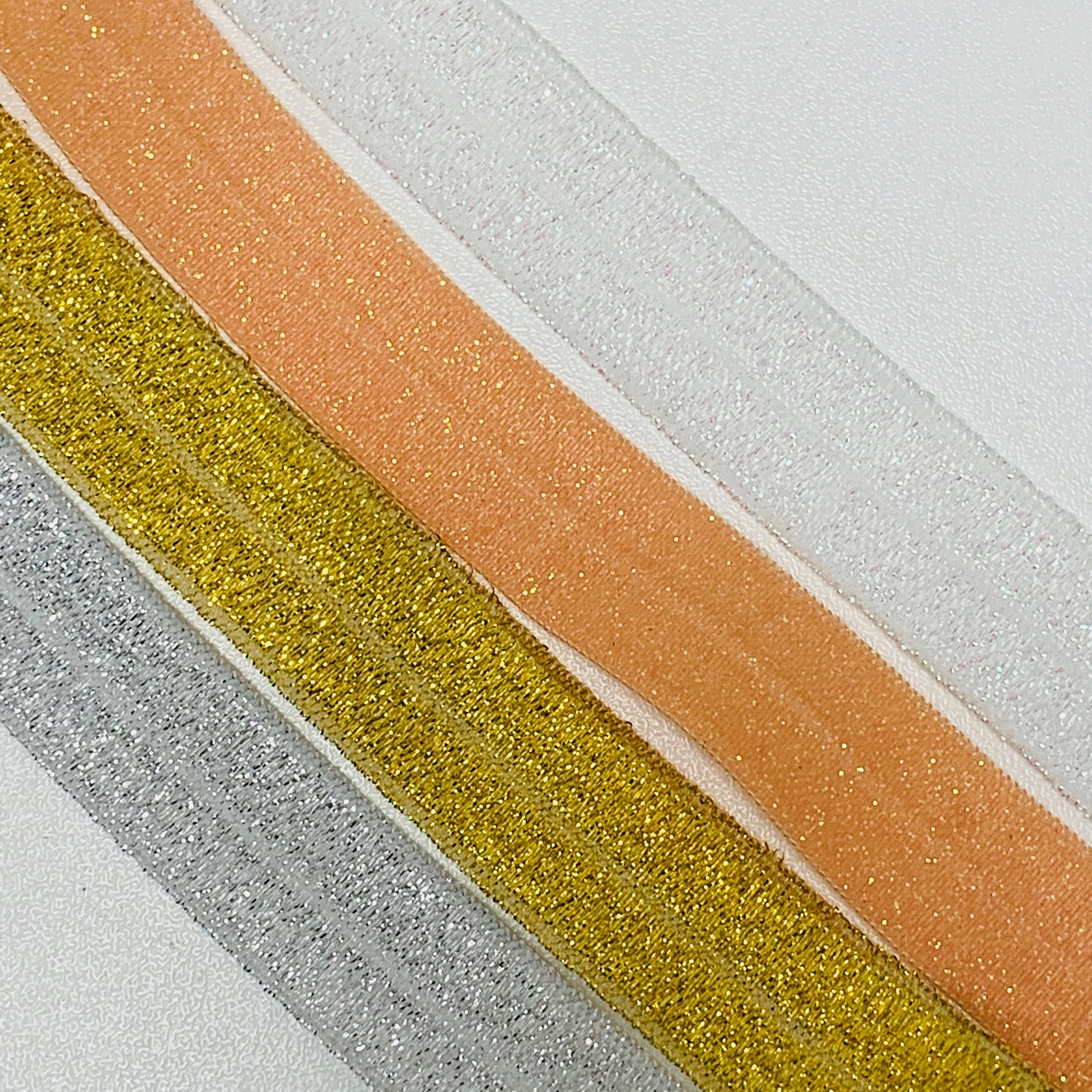 Fold Over Elastic - Plain Glitter (2 metre lengths)