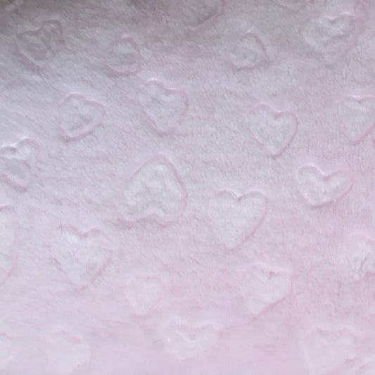 Double sided Heart Embossed Cuddle Fleece - Pink