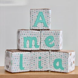 Alphabet Name Cubes Sewing Pattern with foam cubes