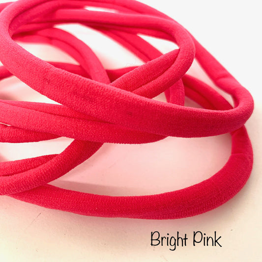 Bright Pink Nylon Skinny Headbands
