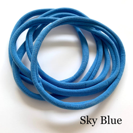 Sky Blue Nylon Skinny Headbands