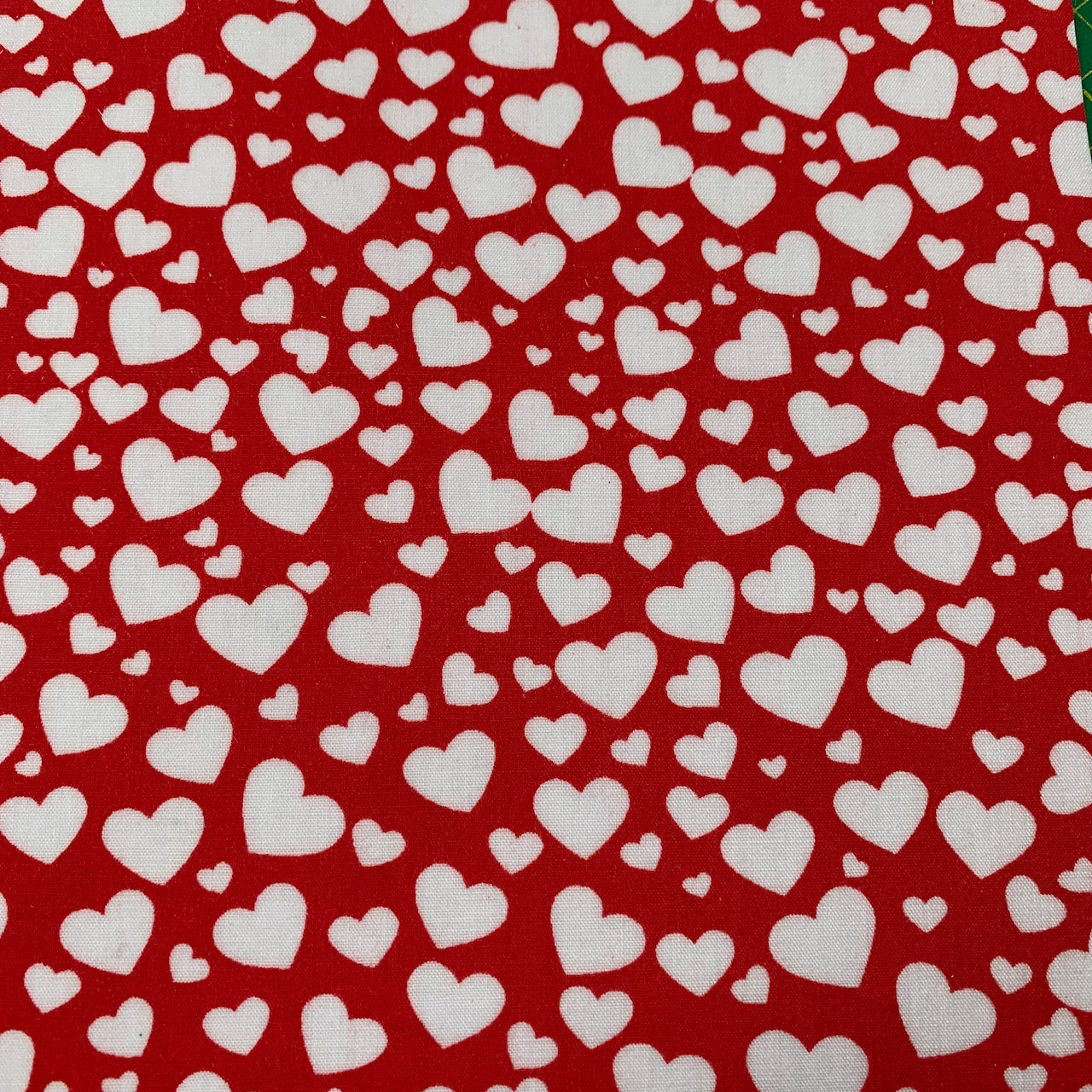Fabric Felt Sheet - Hearts on Red