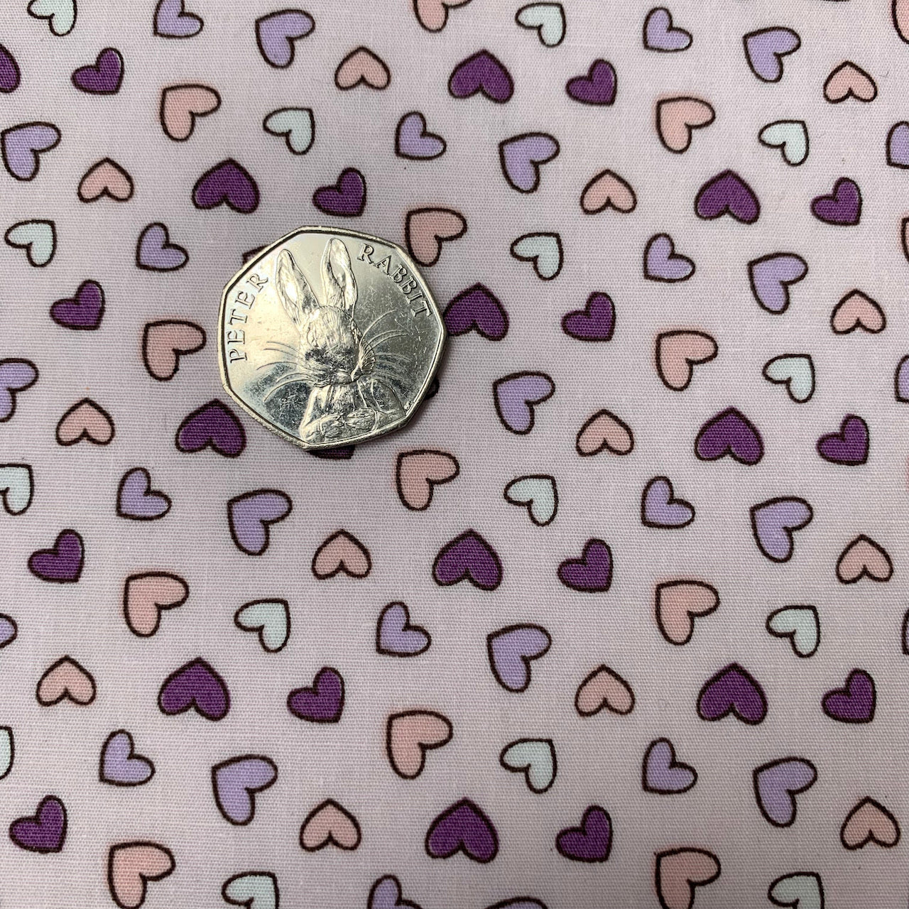Fabric Felt Sheet - Hearts in Lilac
