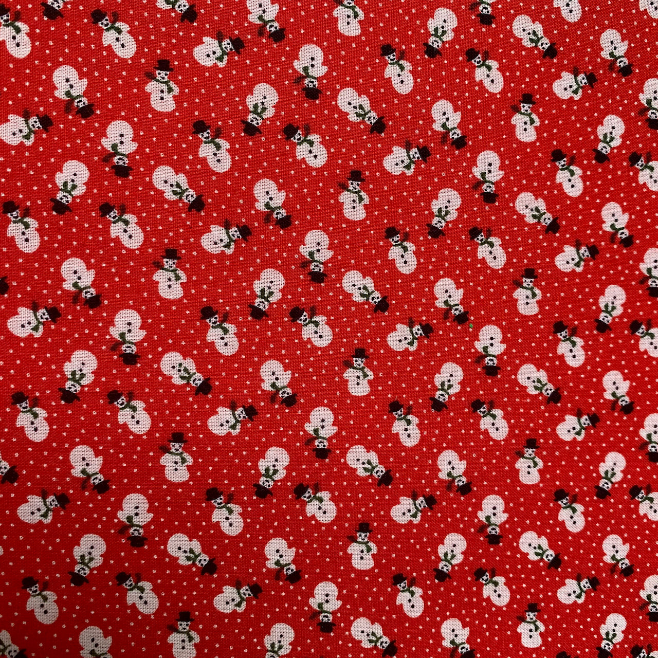 Fabric Felt - Mini Snowmen on Red