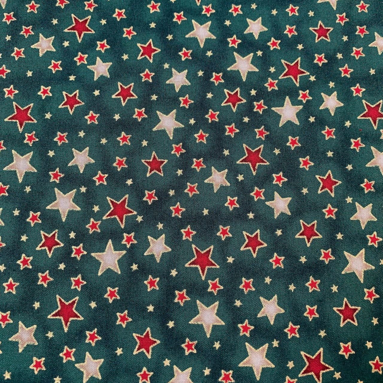 Fabric Felt - Christmas Stars on Green