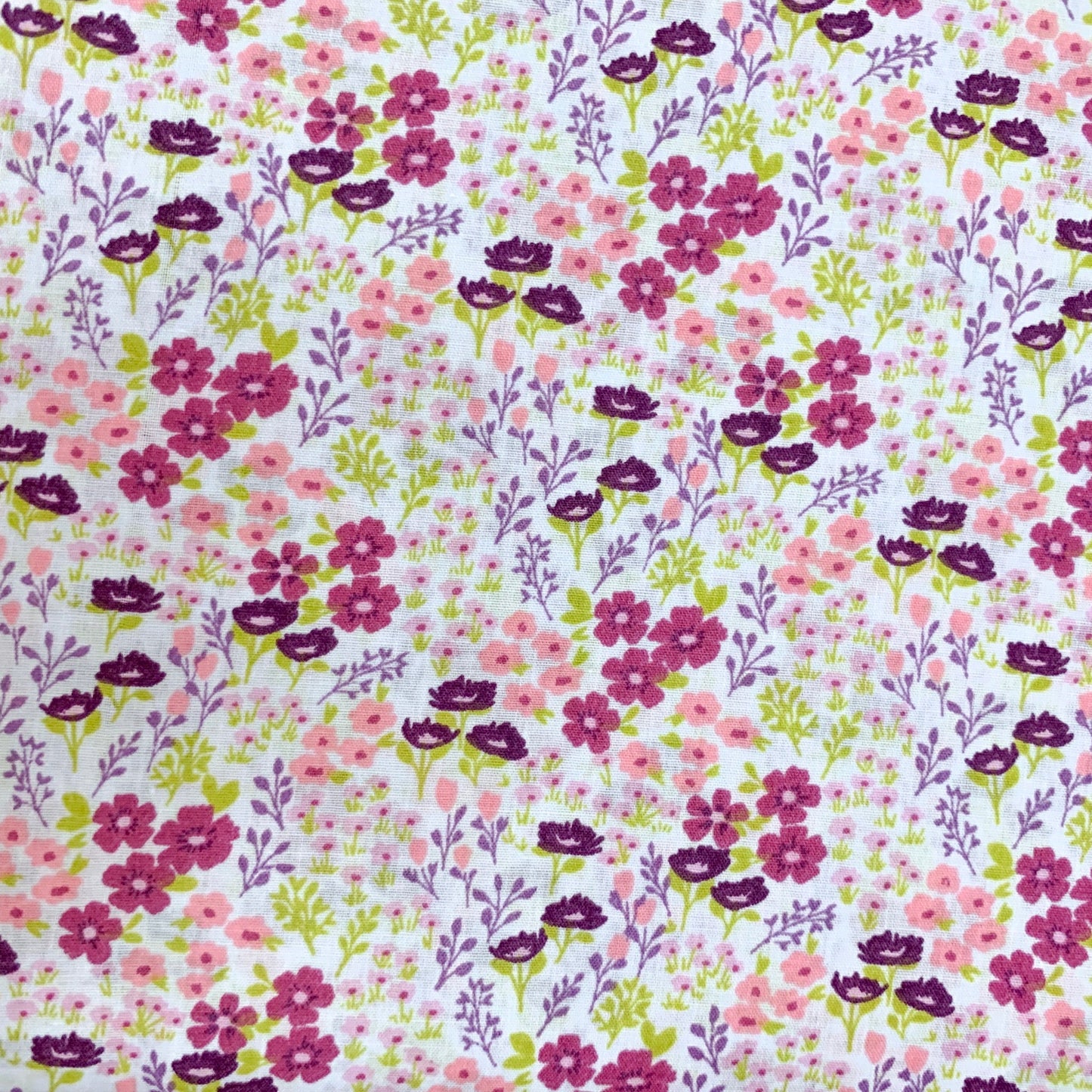 Fabric Felt Sheet - Wildflowers - White