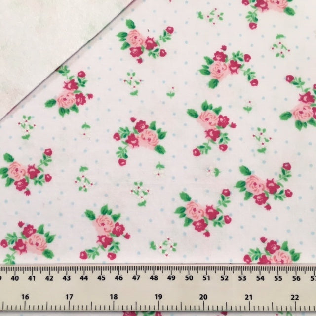 Spring Fabric Felt Sheet - Polka Dot Roses - White
